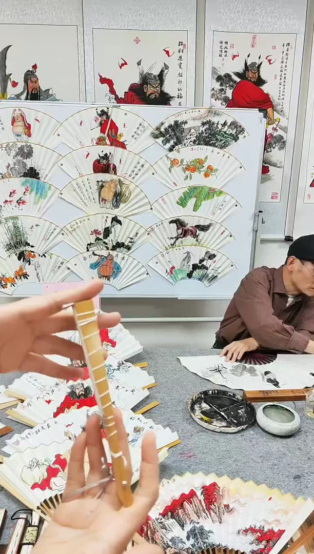 国画5寸水磨玉竹文玩扇-手绘书法-刘老师