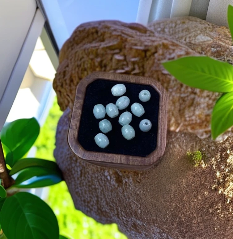 缅甸a货玉石转运珠路路通玉单颗可diy桶珠吊坠简约夏天挂件
