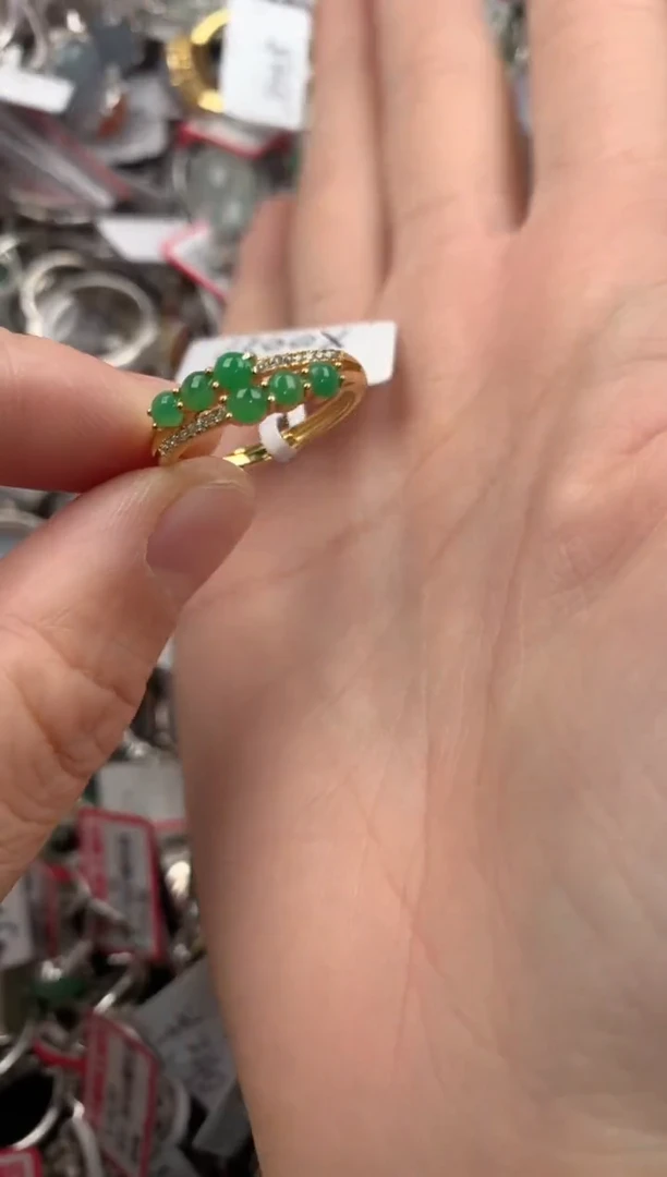 银S925镶嵌戒指翡翠3333----4