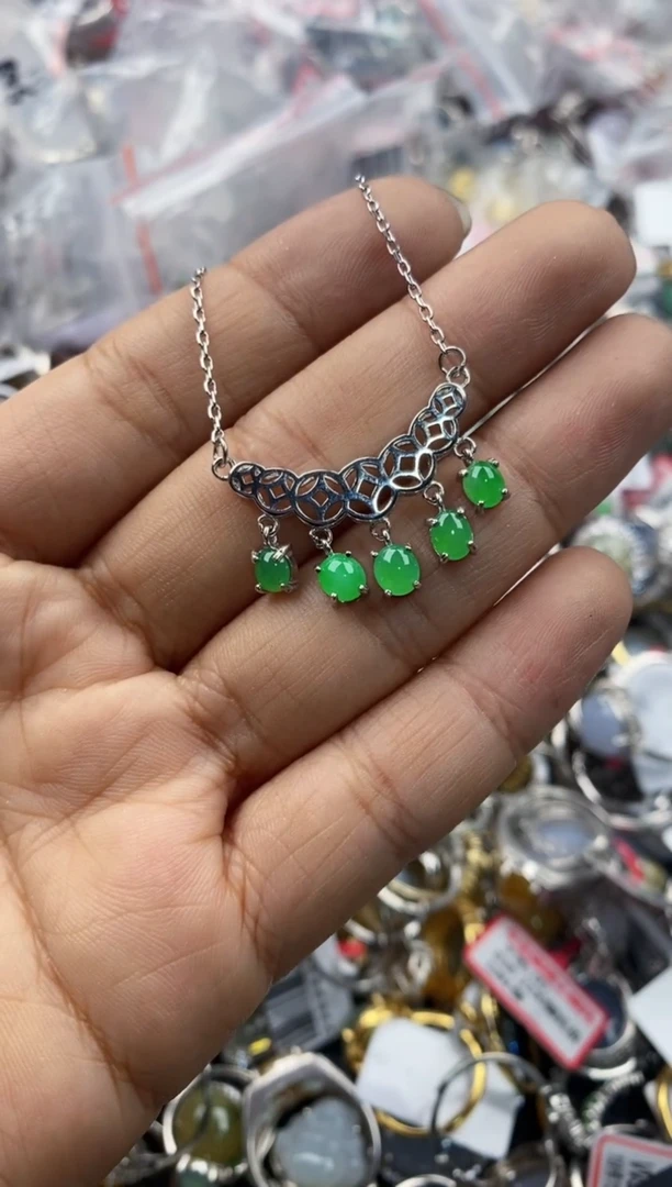 银S925镶嵌戒指翡翠3333----4