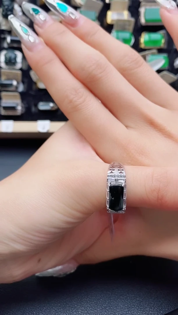 翡翠戒指银S925镶嵌121121