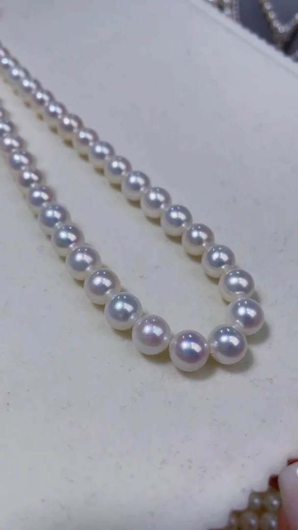 【闪购商品】淡水珍珠项链银S925镶嵌8-8.5MM