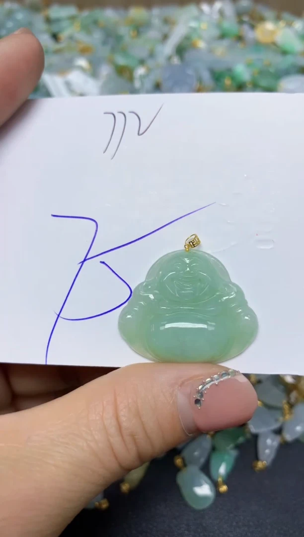 【闪购商品】翡翠挂件18K金镶嵌 天然翡翠A货