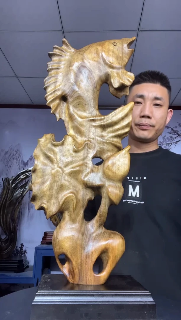 金丝楠木雕款清**我金丝楠木工艺品摆件