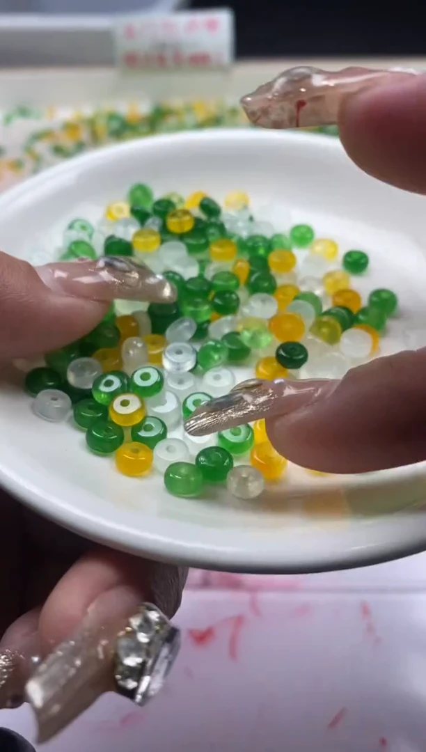 【闪购商品】玛瑙/玉髓颈饰未镶嵌w1158冰三彩算盘6*3mm*50颗