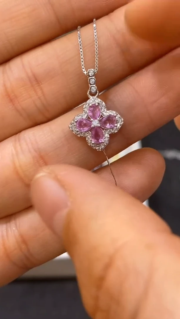 颈饰蓝宝石银S925镶嵌吊坠