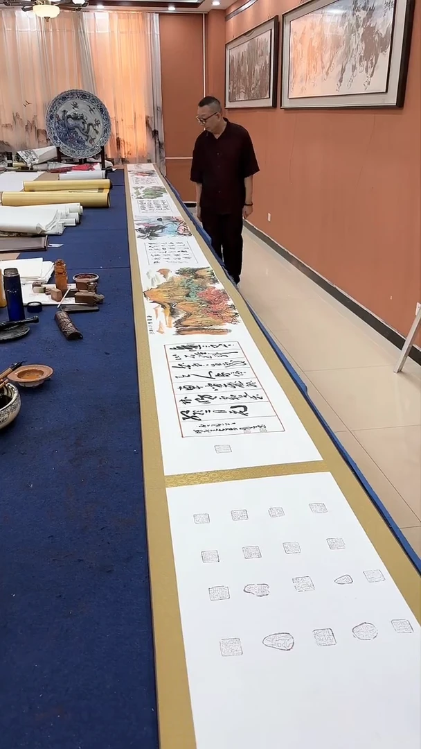 书法欧阳石玉凤梁翰林花鸟合作长卷