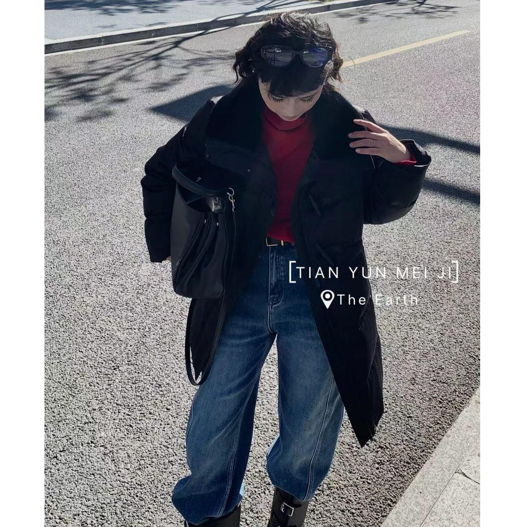 【no退no换 谨慎下单】翻领牛角扣收腰鹅绒外套 DY3126