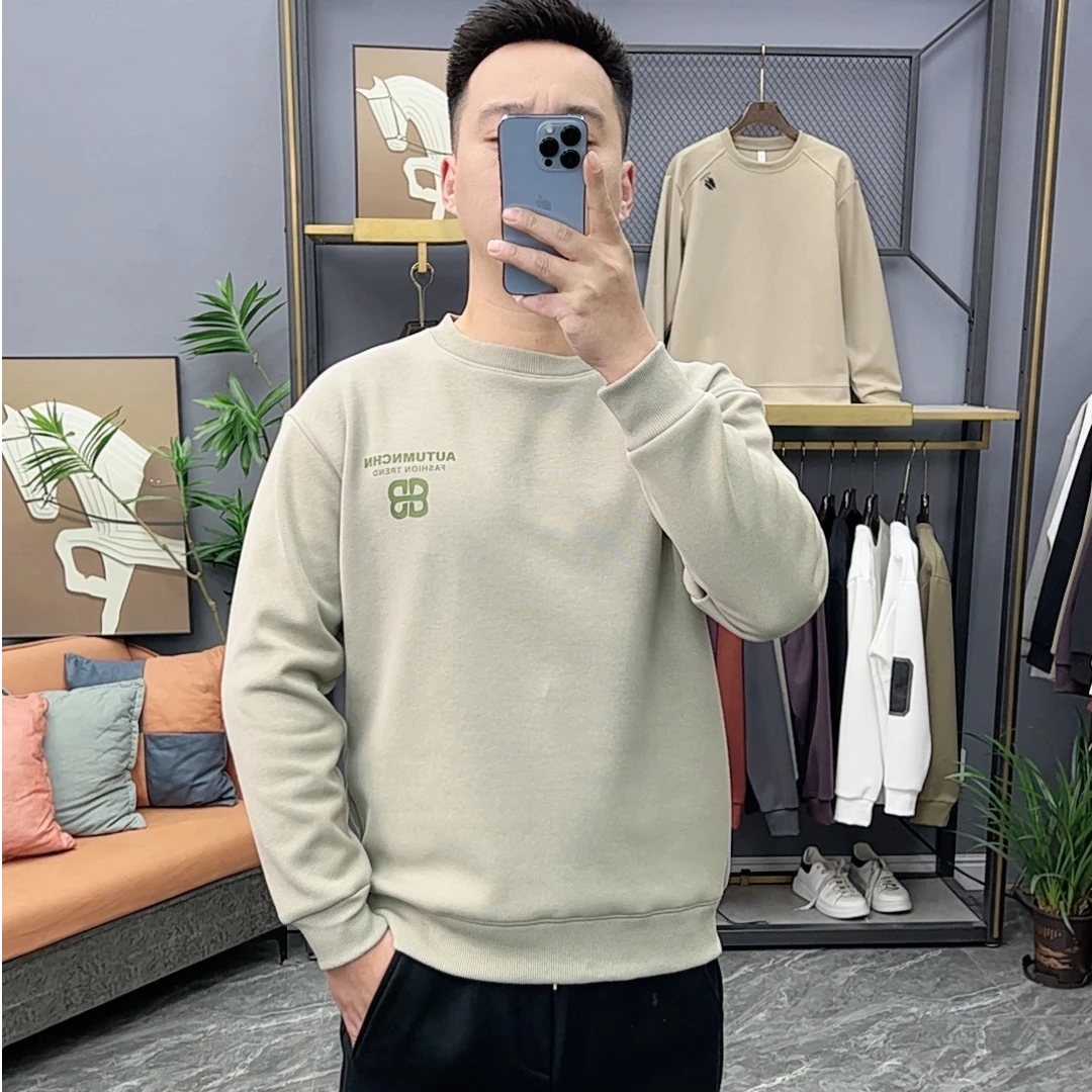 秋季圆领简约男款宽松穿搭休闲男长袖时尚男装秋季款爆款新2025