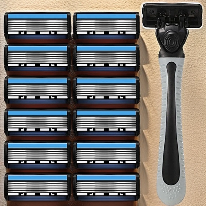 进口6层刀片手动剃须刀刮胡刀手动六层刀头剃须刀片胡子刀头通用