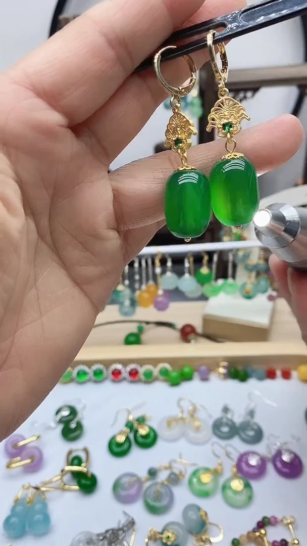 14K金镶嵌耳饰玛瑙/玉髓91