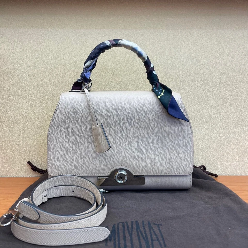 99新 MOYNAT/摩奈 莫奈moynat 中号 rejaneEpsom皮 米色提包 0310