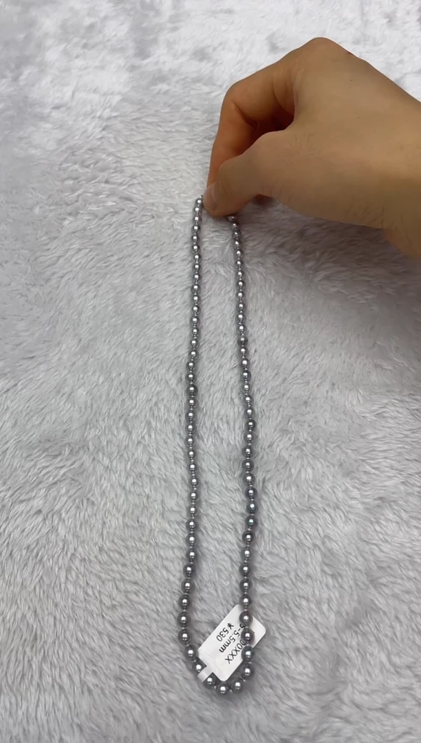 海水珍珠银S925镶嵌项链AK真多麻5-5.5mm