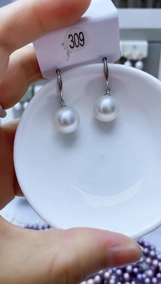 银S925镶嵌淡水珍珠耳饰309