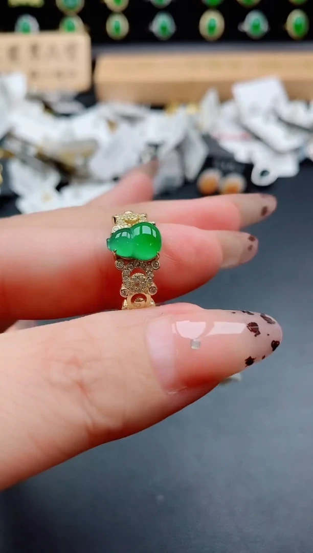 银S925镶嵌戒指翡翠1