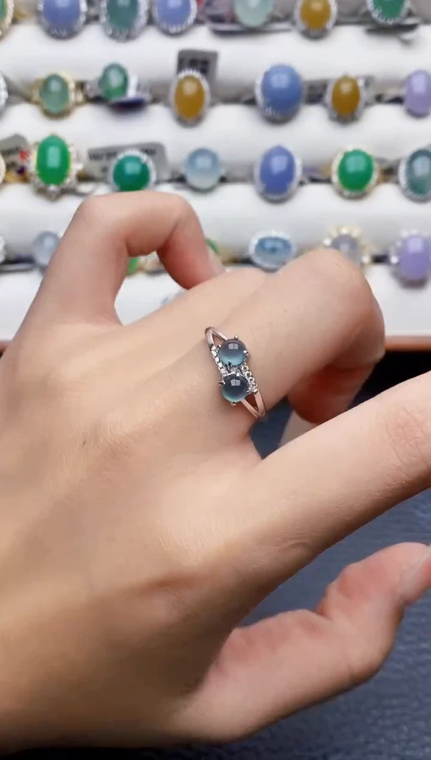 银S925镶嵌戒指翡翠1090