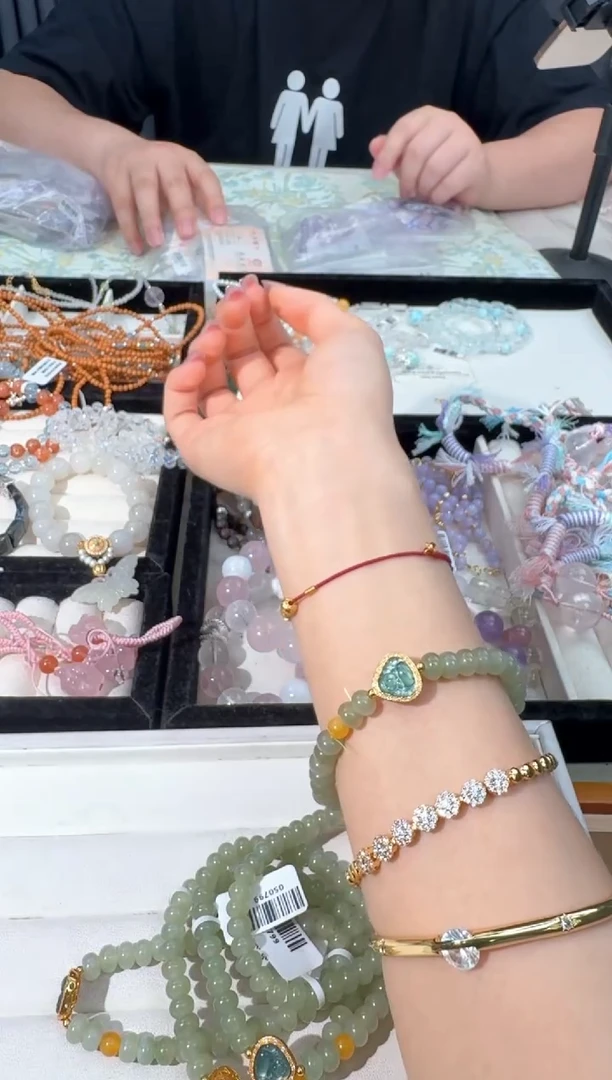 手链银S925镶嵌和田玉I034和田玉算盘镶嵌款