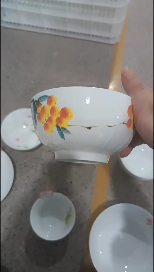 碗年终大促 两个装景德镇高温白玉瓷釉下彩手绘6英寸面碗琵琶