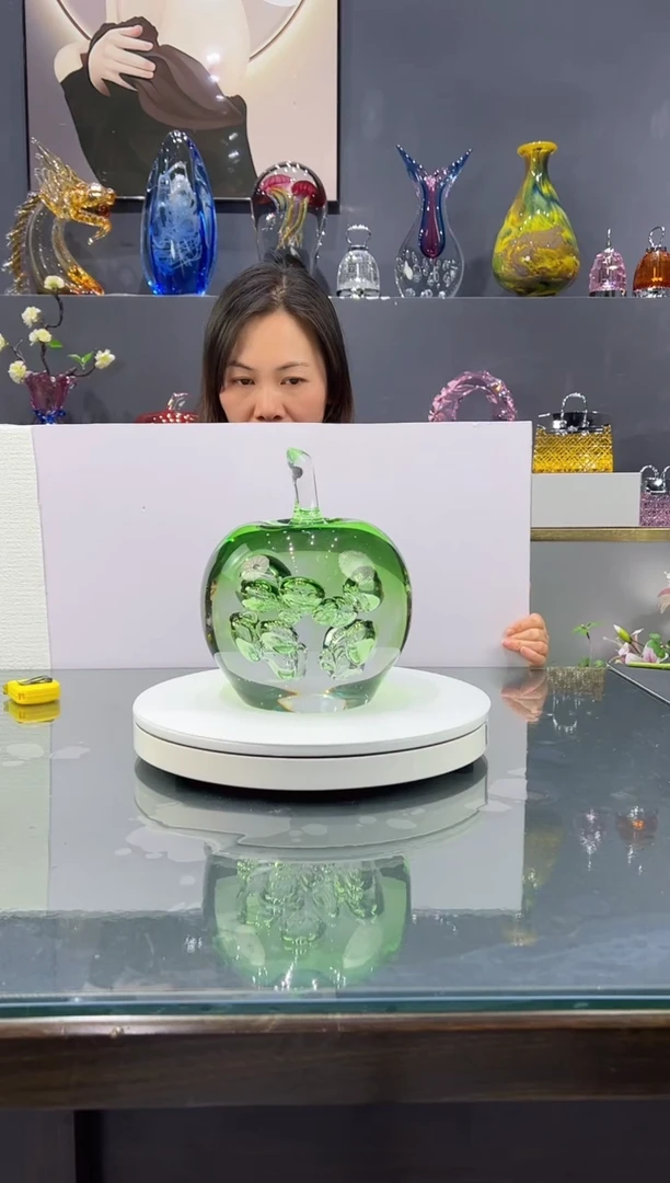 手工艺品琉璃   水晶琉璃绿苹果1个