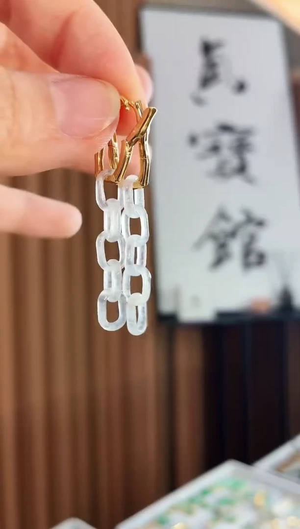 银S925镶嵌翡翠耳饰耳饰