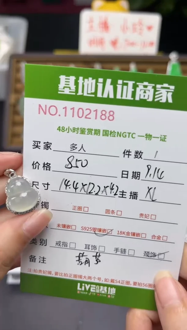 吊坠(不含链)银S925镶嵌翡翠多人