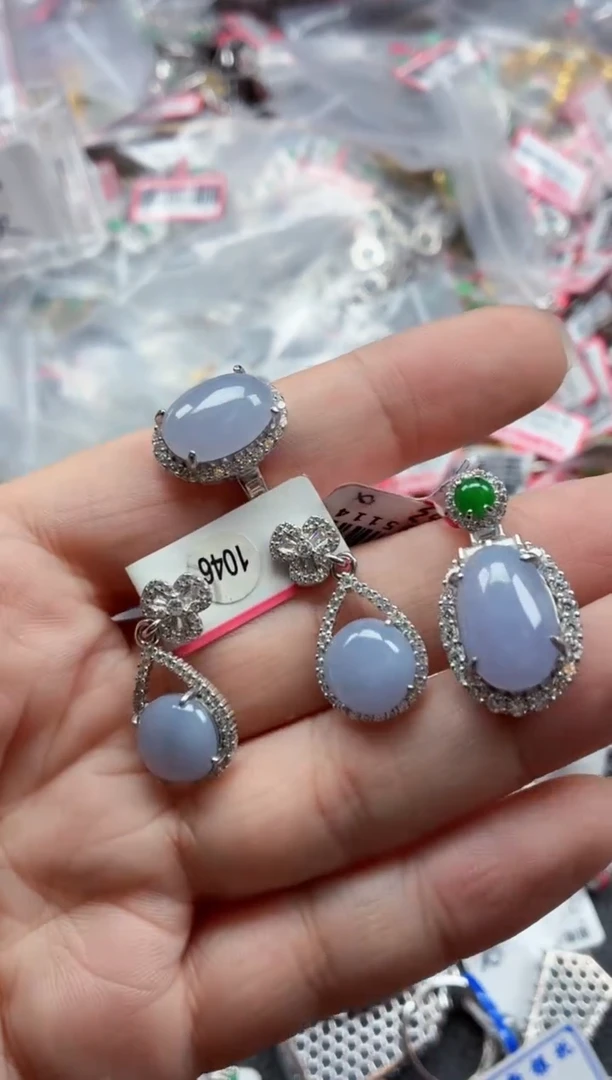 银S925镶嵌戒指翡翠天然A货缅甸翡翠