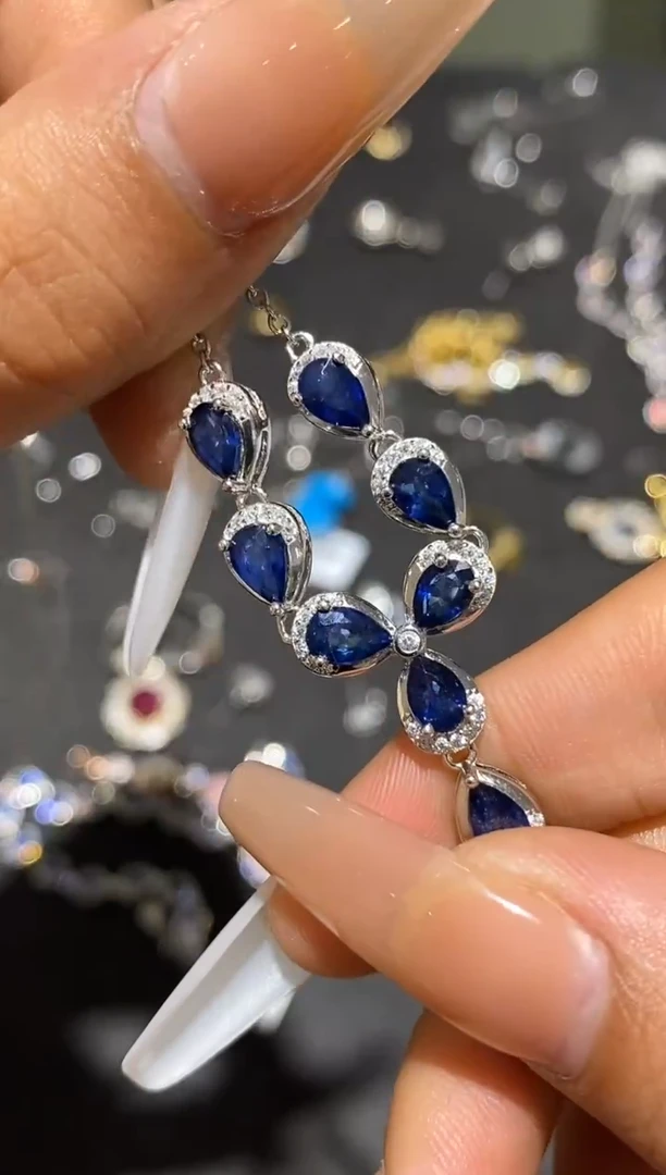 颈饰蓝宝石银S925镶嵌项链