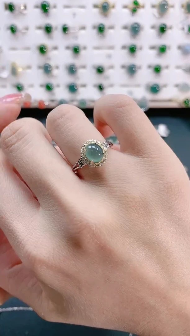 【闪购商品】翡翠戒指银S925镶嵌天然翡翠