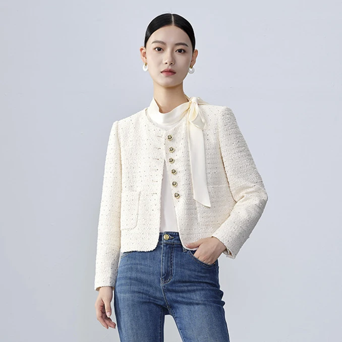 【诗语专属】商场同款春秋新品金色亮片小香风外套N011A41407