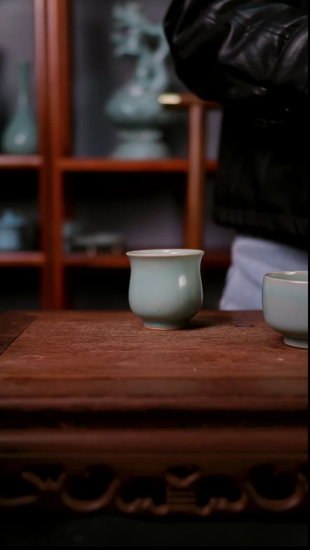 杯子陶青霁汝窑仿古釉   微瑕