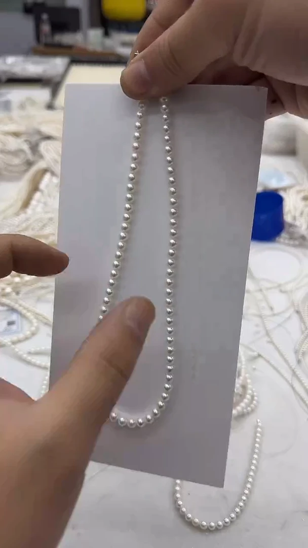 项链银S925镶嵌淡水珍珠6mm 高货