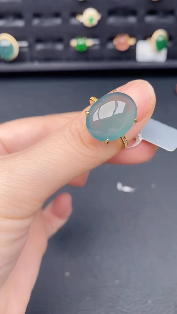 银S925镶嵌戒指翡翠天然a货翡翠264