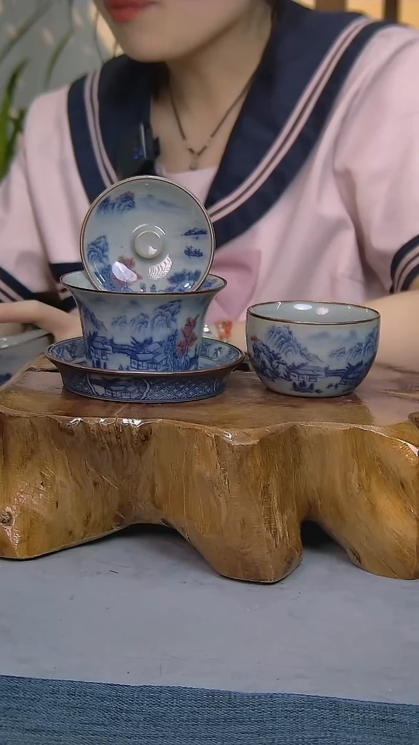 2 件套陶瓷茶具老陶泥开片纹