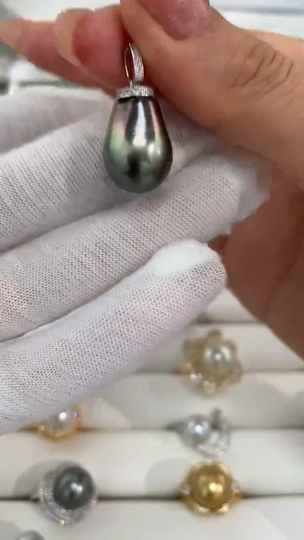 银S925镶嵌海水珍珠吊坠(不含链)吊坠