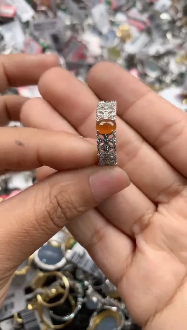 银S925镶嵌戒指翡翠7777-----9