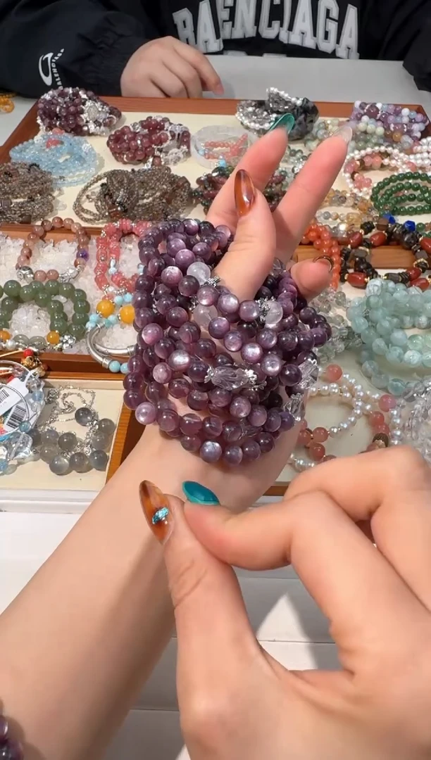 【闪购商品】水晶手链未镶嵌【有平头】A009紫锂云母白水随行款