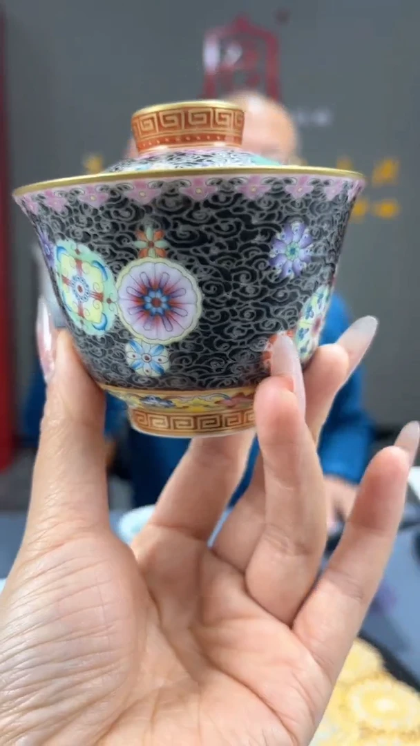 【闪购商品】官窑瓷画院359官窑瓷画院皮球花盖碗