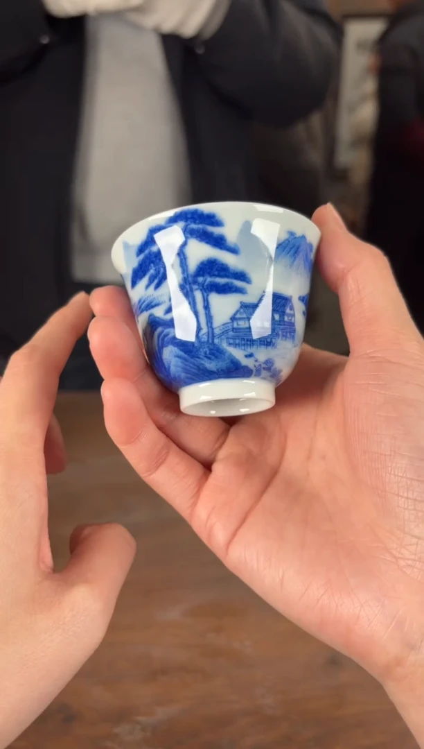 【闪购商品】杯看山柴窑青花看山柴窑青花