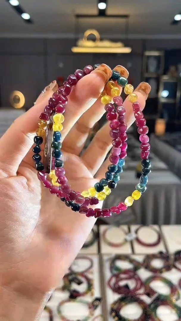 未镶嵌老矿碧玺原石三圈手链碧玺dan多样性发货一条