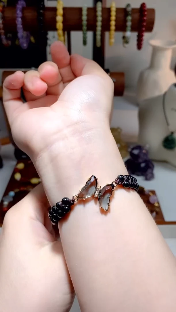 黑曜岩未镶嵌手绳黑曜蝴蝶手绳