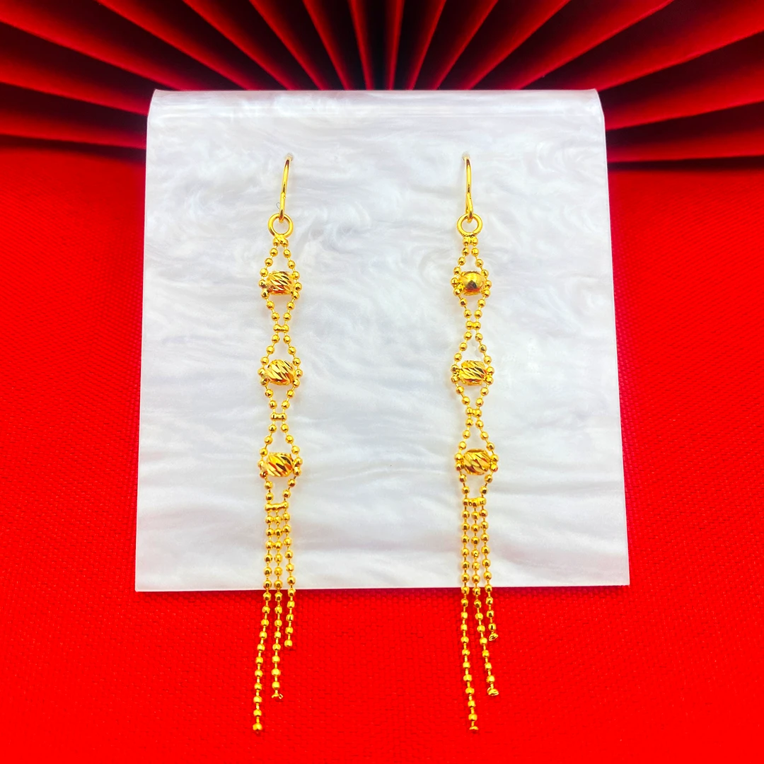 铜合金耳饰 【菱形三线流苏耳环】精美气质百搭长款轻奢新中式耳饰