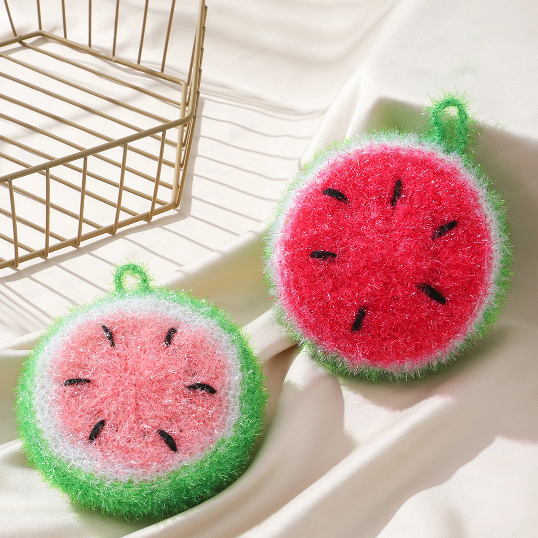 【拍一发三】加厚西瓜洗碗刷亚克力洗碗巾韩国洗碗巾圆球刷碗yh