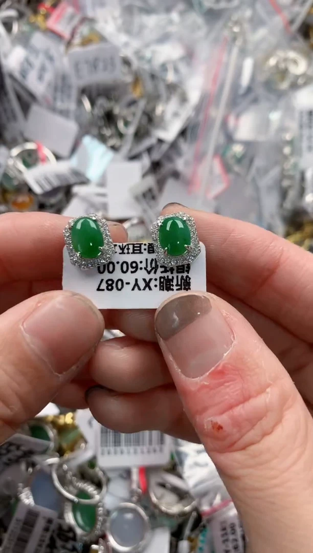 银S925镶嵌戒指翡翠555  10