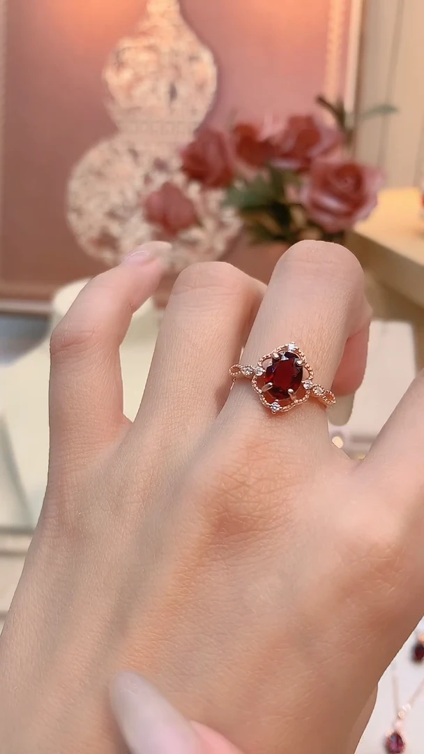 银S925镶嵌戒指石榴石石榴石