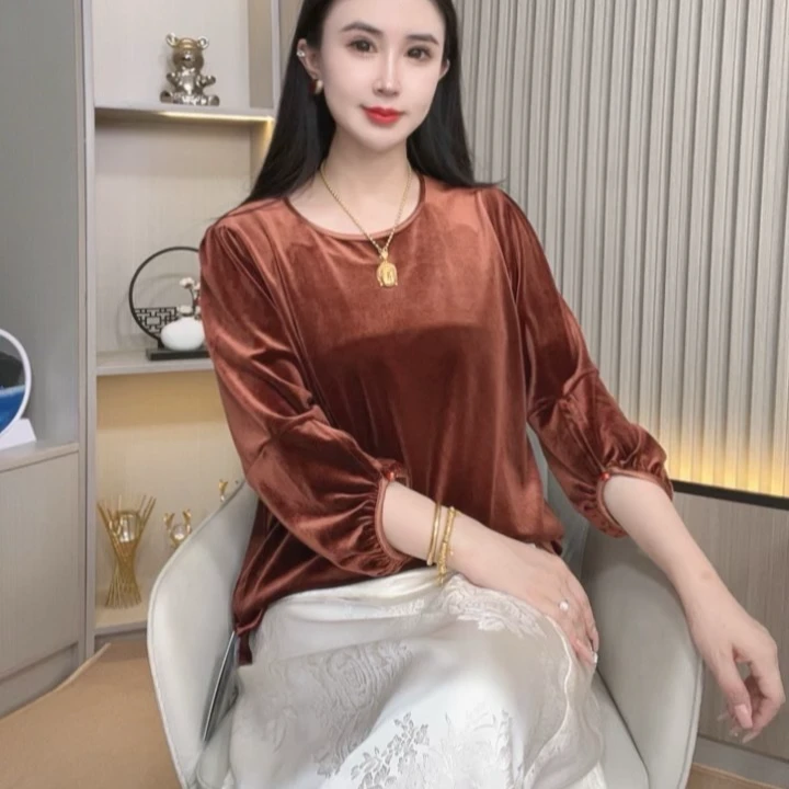 【罗马女神】中式改良设计师百搭老料砂洗气质显瘦小衫