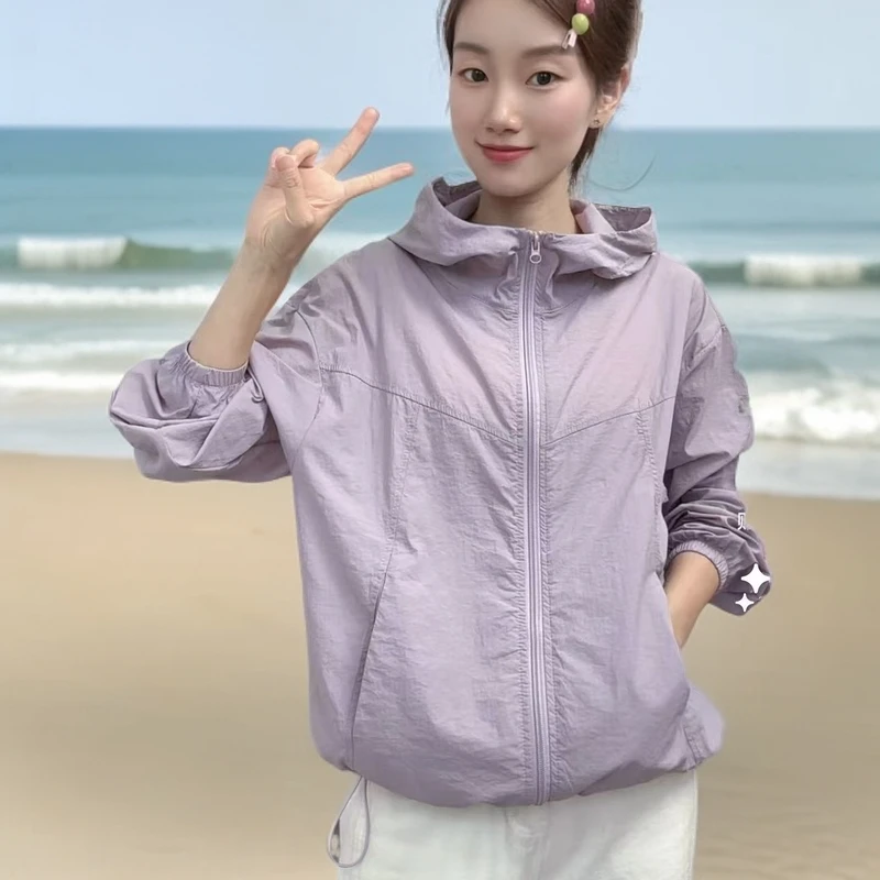 2025新款连帽防晒小外套宽松夏季新款户外薄款防晒服透气上衣