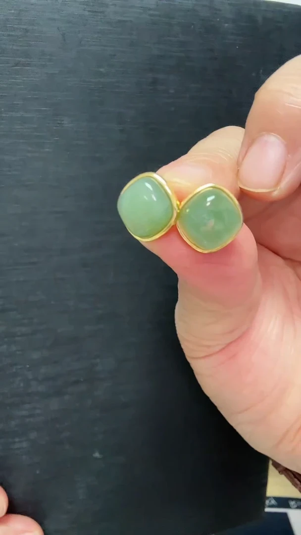 银S925镶嵌和田玉耳饰耳饰