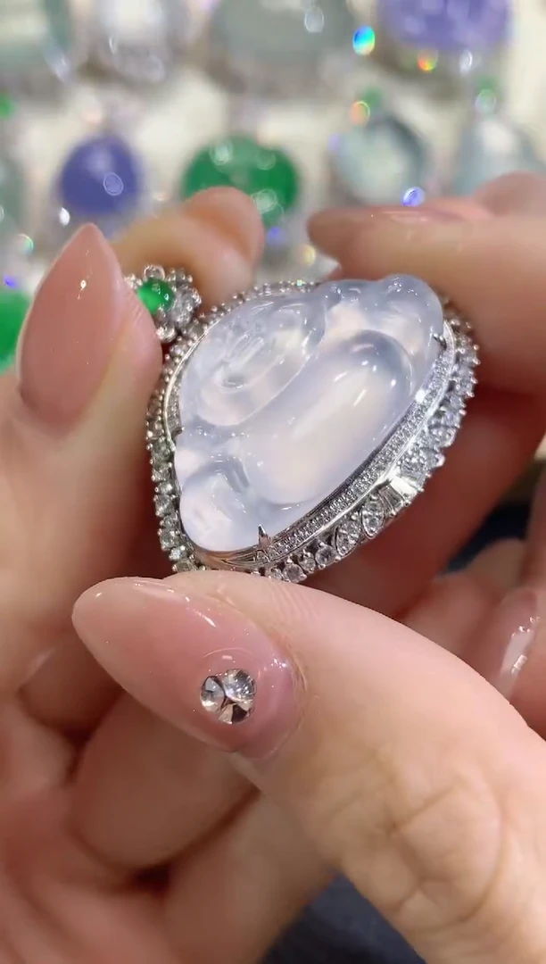 吊坠(不含链)18K金镶嵌翡翠C61翡翠