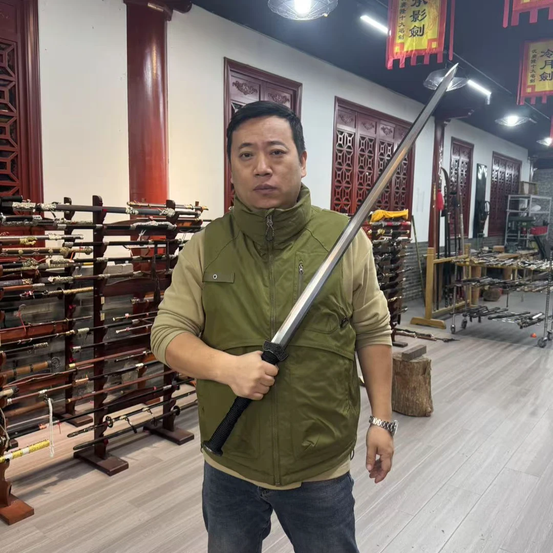 龙泉沈广隆-掌门作品云天剑 陨铁 铁装嵌银丝 手工锻打 未开刃