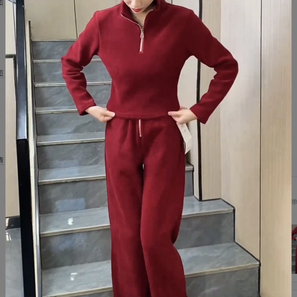 2025春季减龄气质宽松显瘦立领运动休闲时尚套装